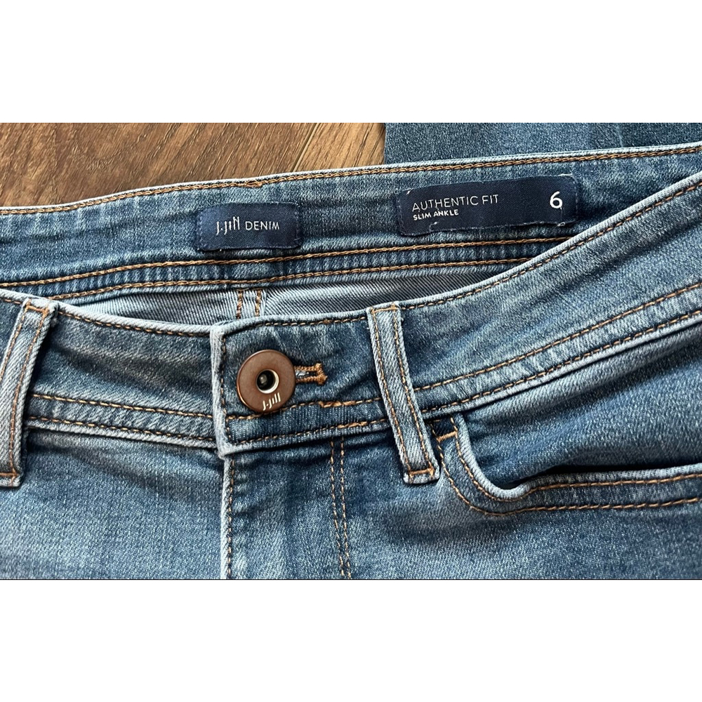 J. Jill Mid Blue Ankle Button-Tab Jeans - Picture 8 of 10